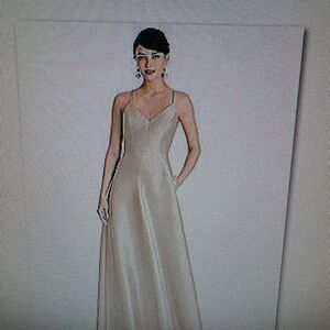 Dessy Collection Cream Maxi Dress